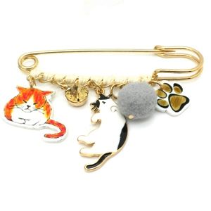 Safety Pin Brooch Cat Handmade Charms
